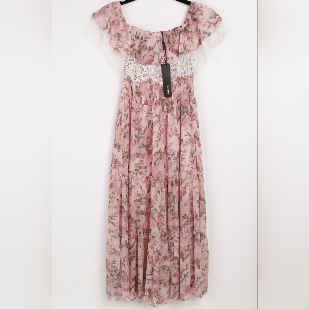 Beulah Floral Boho Long Maxi Dress L NWT